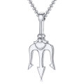 Stainless Steel Mens Punk Trident Neptune Pendant Necklace Statement Necklace Gifts For Him Hip Hop Jewelry